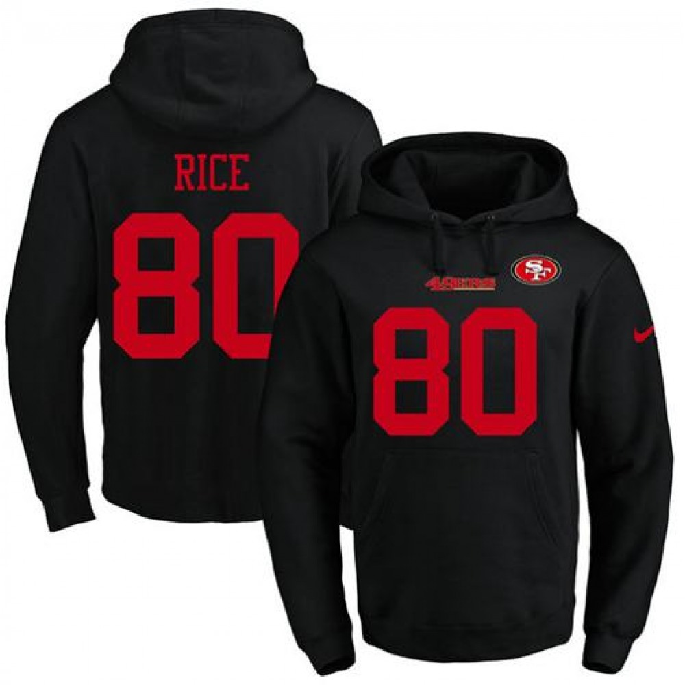 49ers #80 Jerry Rice Black Name & Number Pullover NFL Hoodie