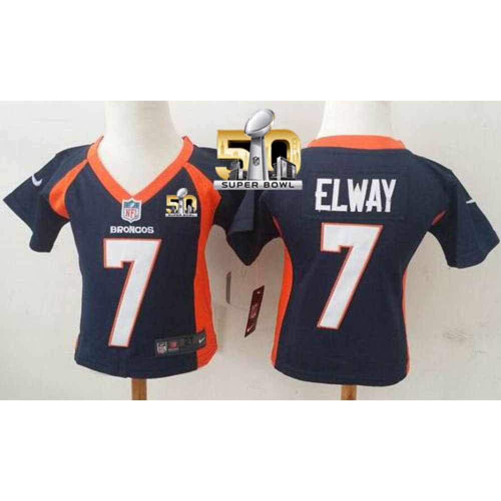 ToddlerBroncos #7 John Elway Navy Blue Alternate Super Bowl 50 Stitched NFL Elite Jersey