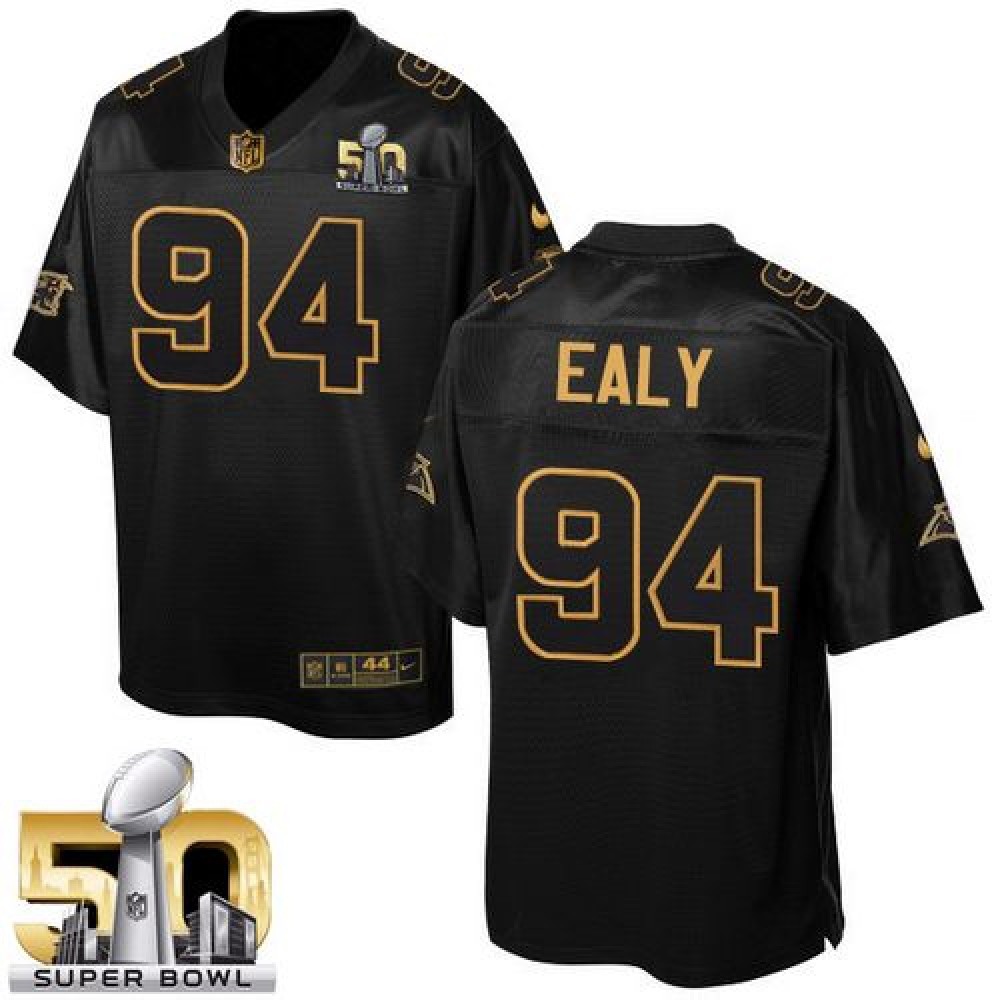 Panthers #94 Kony Ealy Black Super Bowl 50 Men's Stitched NFL Elite Pro Line Gold Collection Jersey