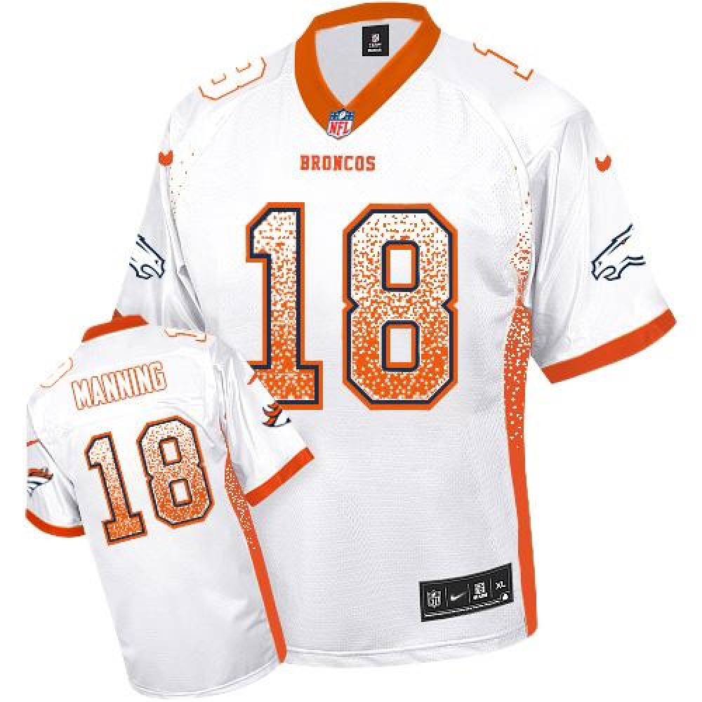Broncos #18 Peyton Manning White Youth Stitched NFL Elite Drift Fashion Jersey
