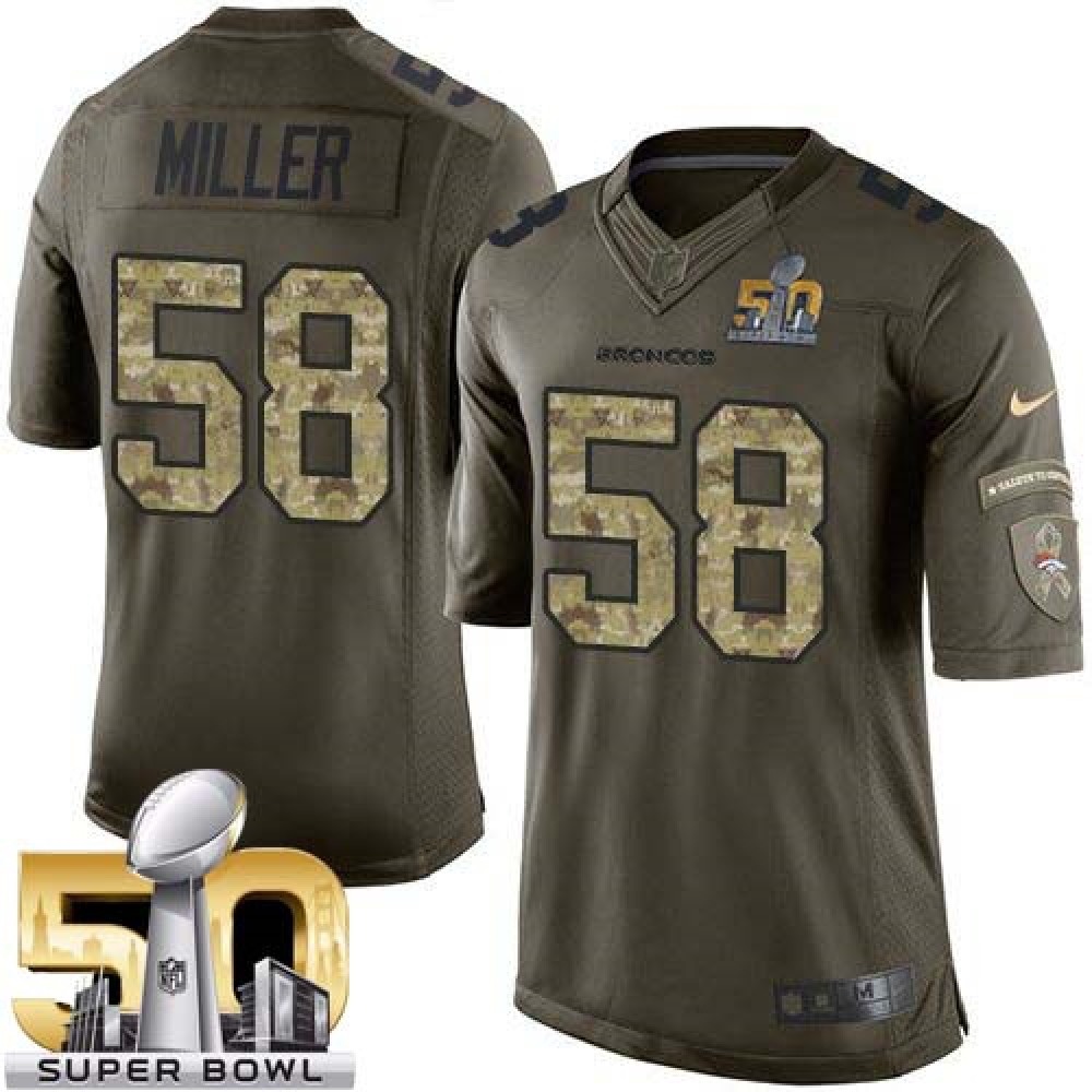 Broncos #58 Von Miller Green Super Bowl 50 Youth Stitched NFL Limited Salute to Service Jersey