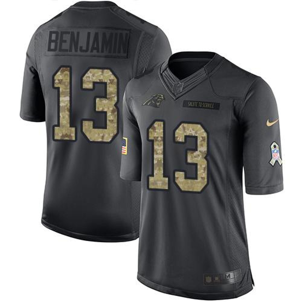 Panthers #13 Kelvin Benjamin Black Men's Stitched NFL Limited 2016 Salute to Service Jersey