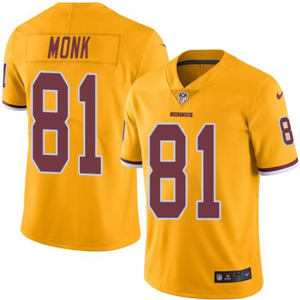 Redskins #81 Art Monk Gold Men's Stitched NFL Limited Rush Jersey