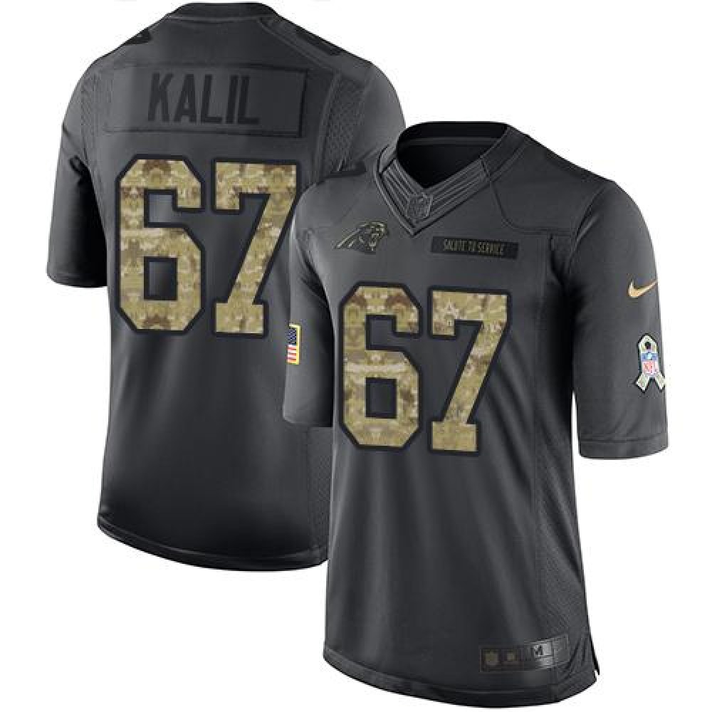Panthers #67 Ryan Kalil Black Youth Stitched NFL Limited 2016 Salute to Service Jersey