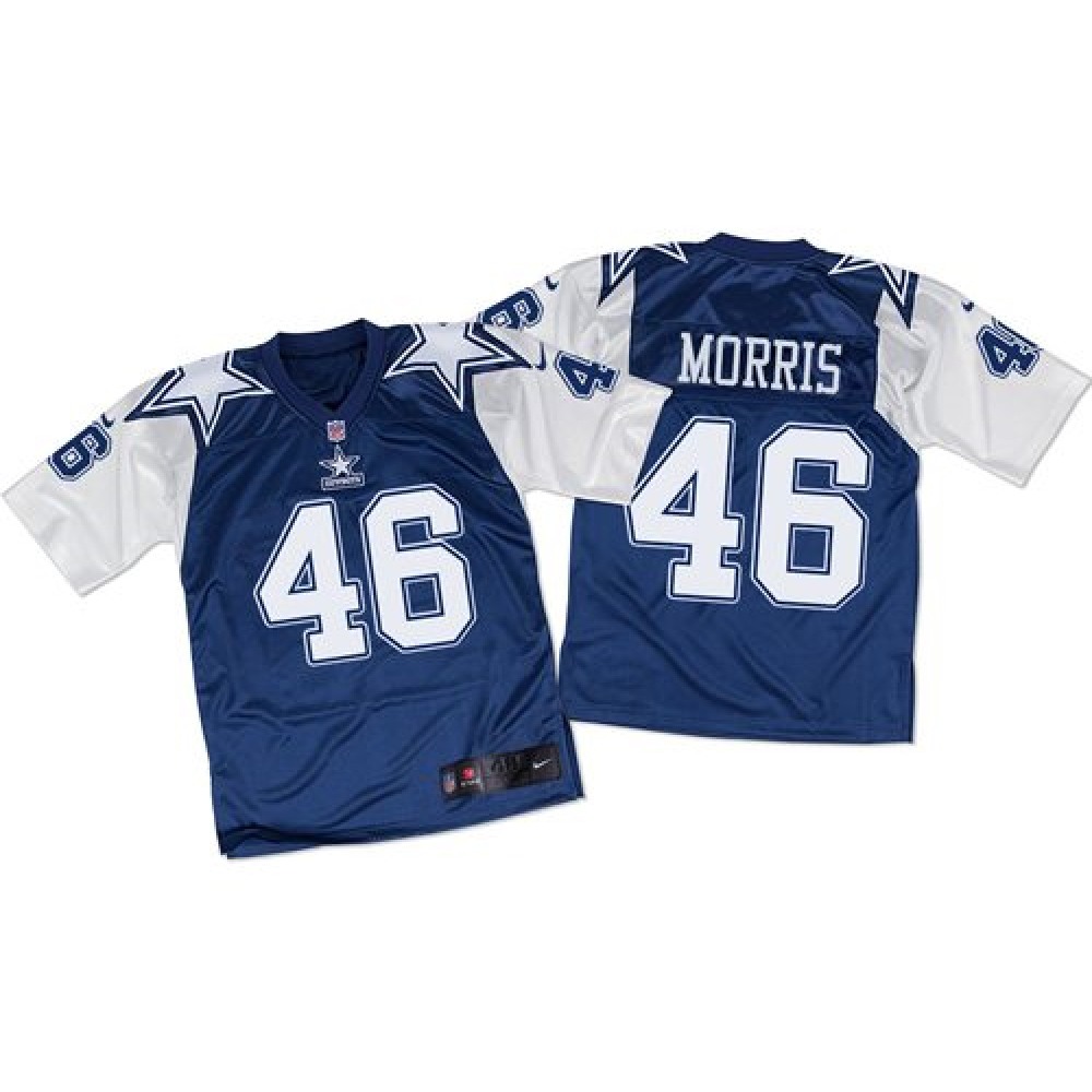 Cowboys #46 Alfred Morris Navy Blue/White Men's Stitched NFL Throwback Elite Jersey