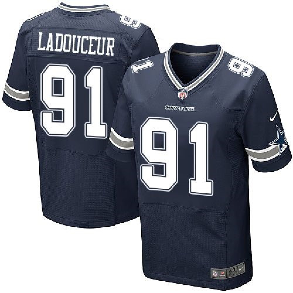 Cowboys #91 L. P. Ladouceur Navy Blue Team Color Men's Stitched NFL Elite Jersey