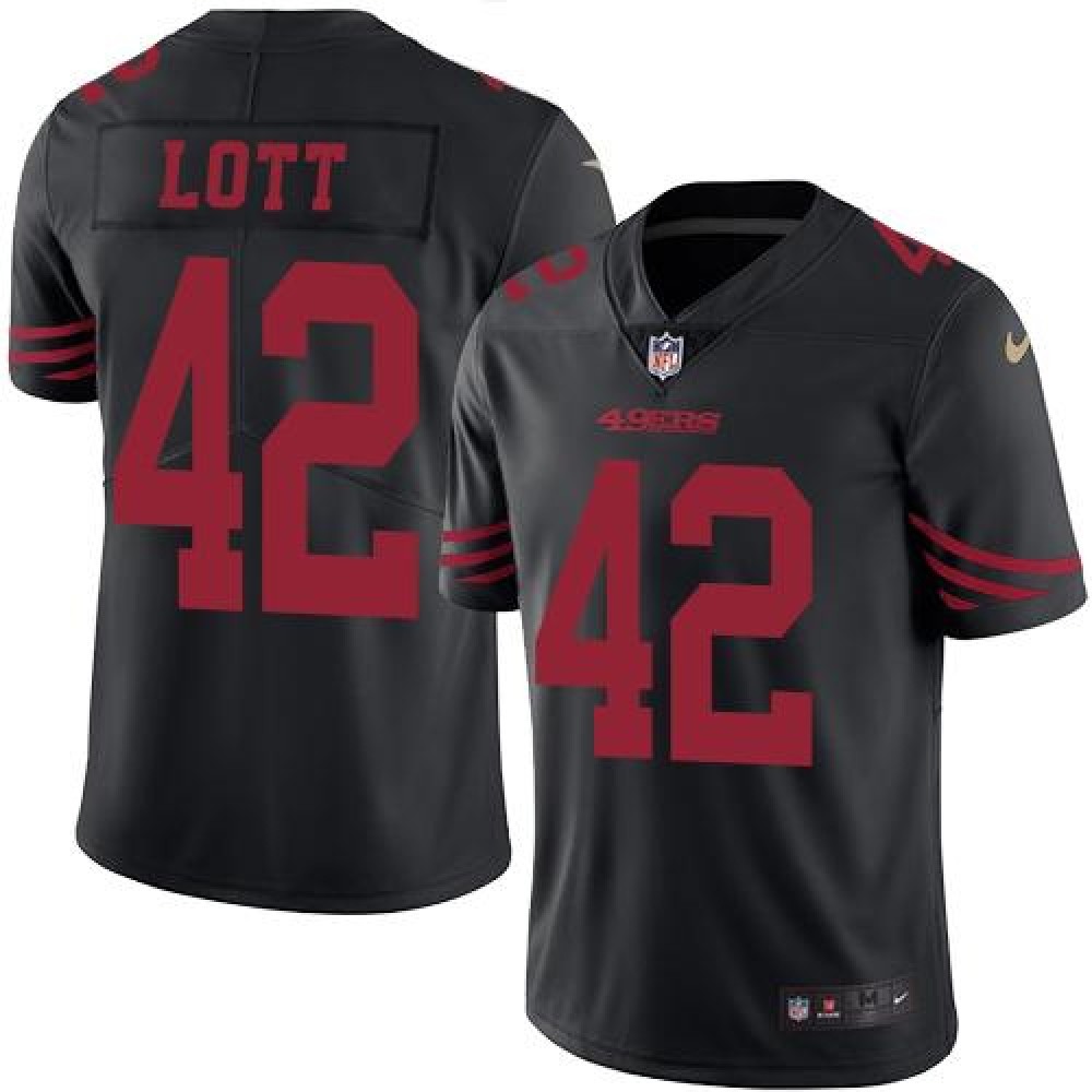 49ers #42 Ronnie Lott Black Youth Stitched NFL Limited Rush Jersey