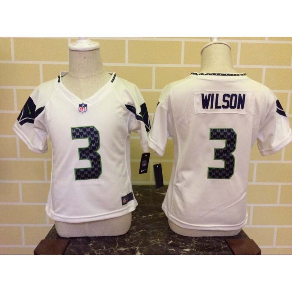 ToddlerSeattle Seahawks #3 Russell Wilson White Stitched NFL Jersey