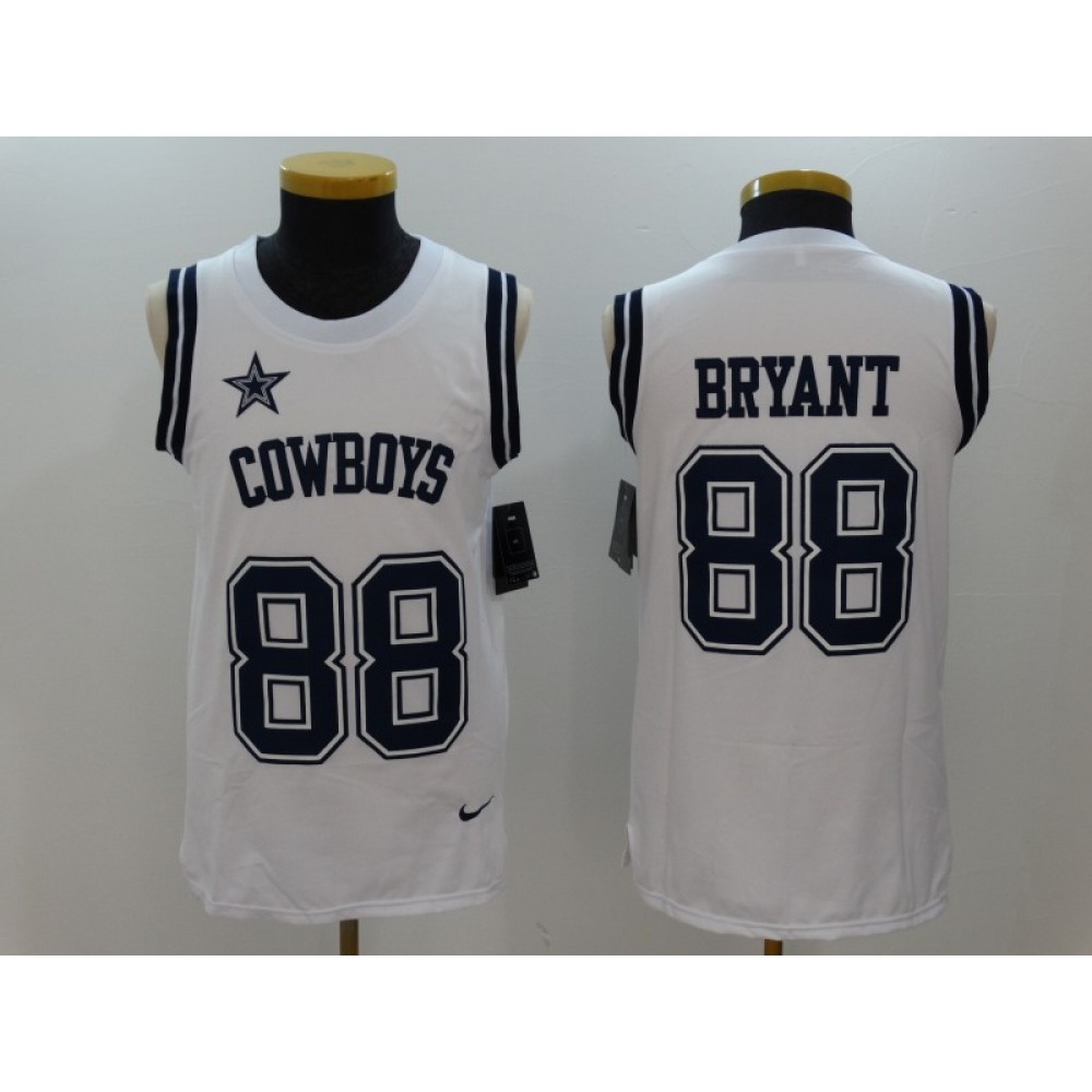 Men'sDallas Cowboys #88 Dez Bryant White Stitched NFL Limited Rush Tank Top Jersey