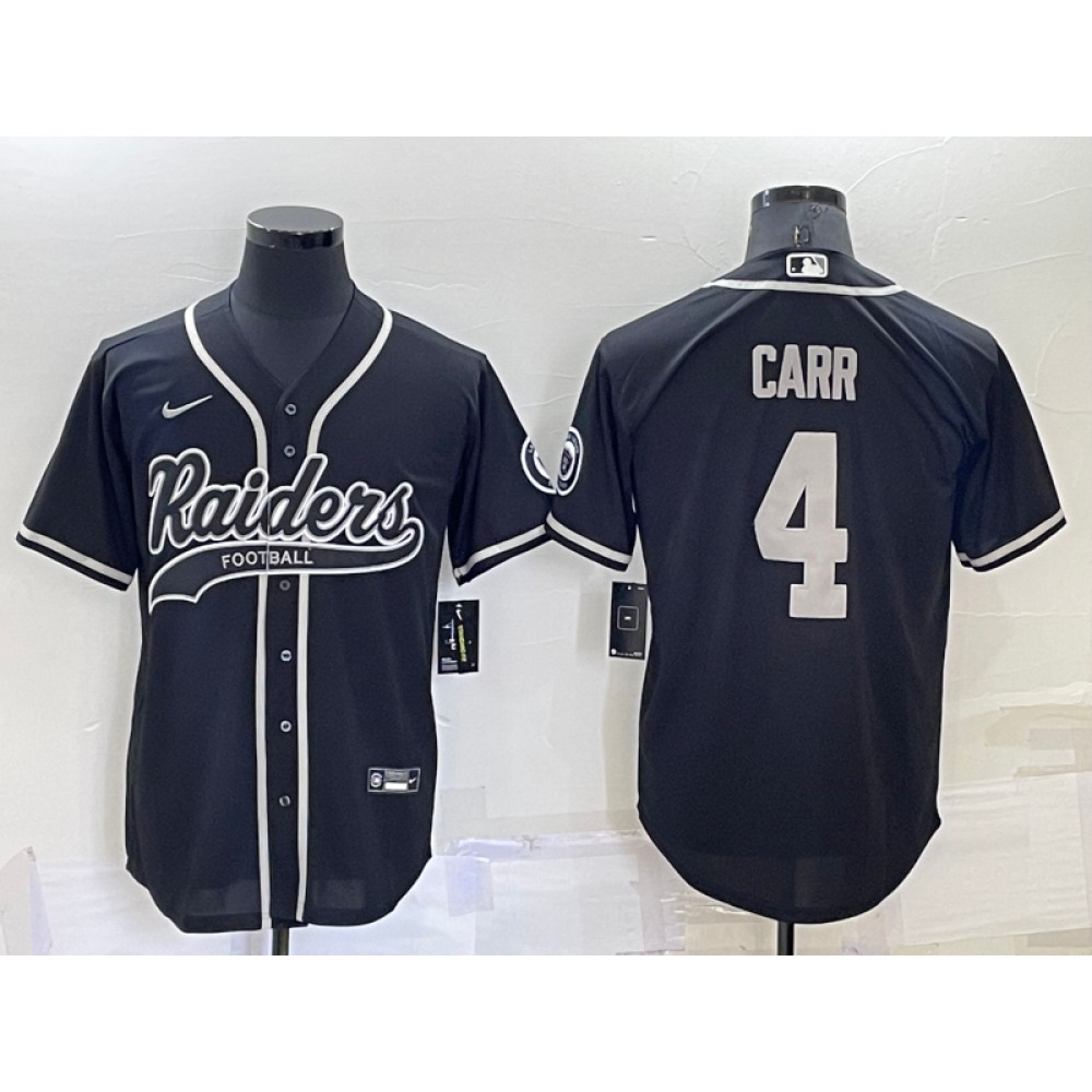 Men's Las Vegas Raiders #4 Derek Carr Black Cool Base Stitched Baseball Jersey