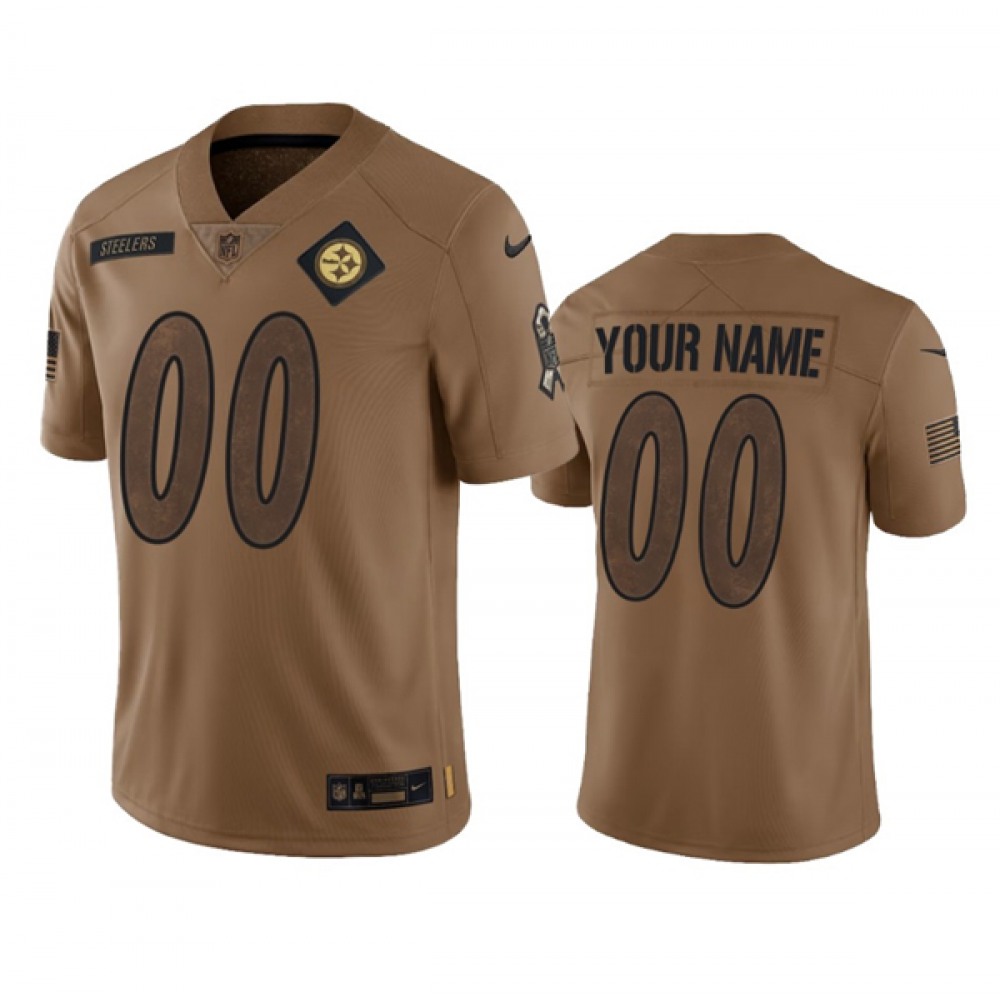 Men's Pittsburgh Steelers Active Player Custom 2023 Brown Salute To Setvice Limited Stitched Football Jersey