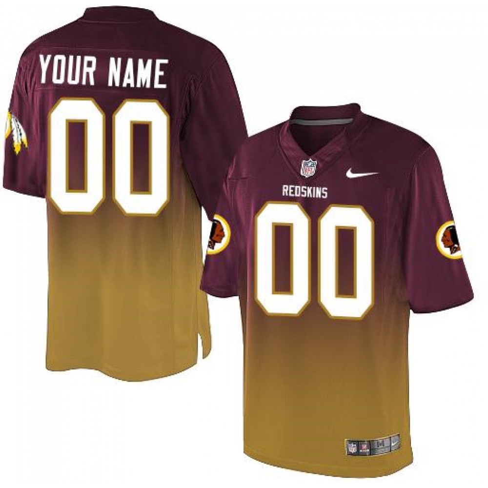 Washington Redskins Customized Burgundy Red/Gold Men's Stitched Elite Fadeaway Fashion NFL Jersey