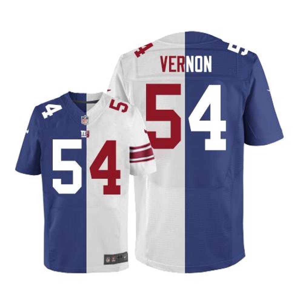 Giants #54 Olivier Vernon Royal Blue/White Men's Stitched NFL Elite Split Jersey