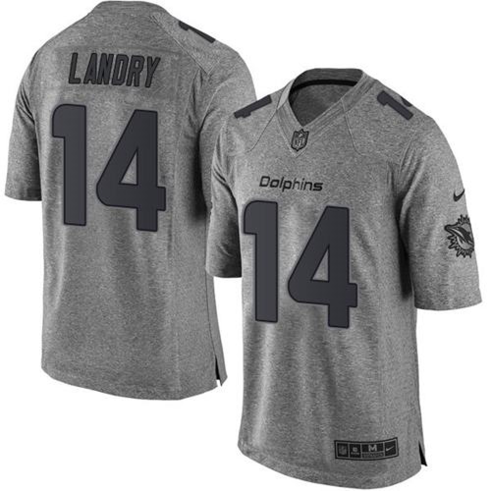 Dolphins #14 Jarvis Landry Gray Men's Stitched NFL Limited Gridiron Gray Jersey