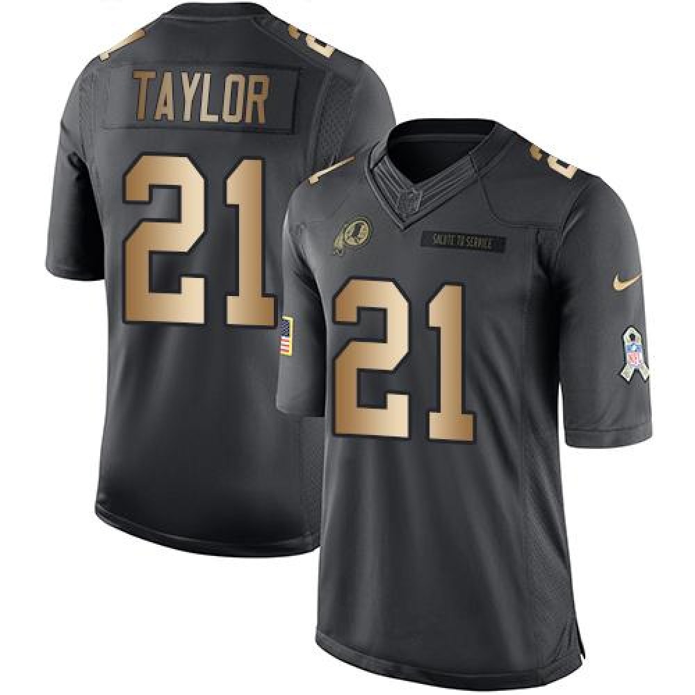Redskins #21 Sean Taylor Black Men's Stitched NFL Limited Gold Salute To Service Jersey