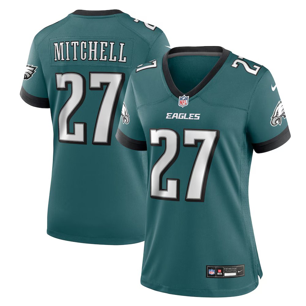 Womens#27 Quinyon Mitchell Midnight Green Philadelphia Eagles Team Game Jersey