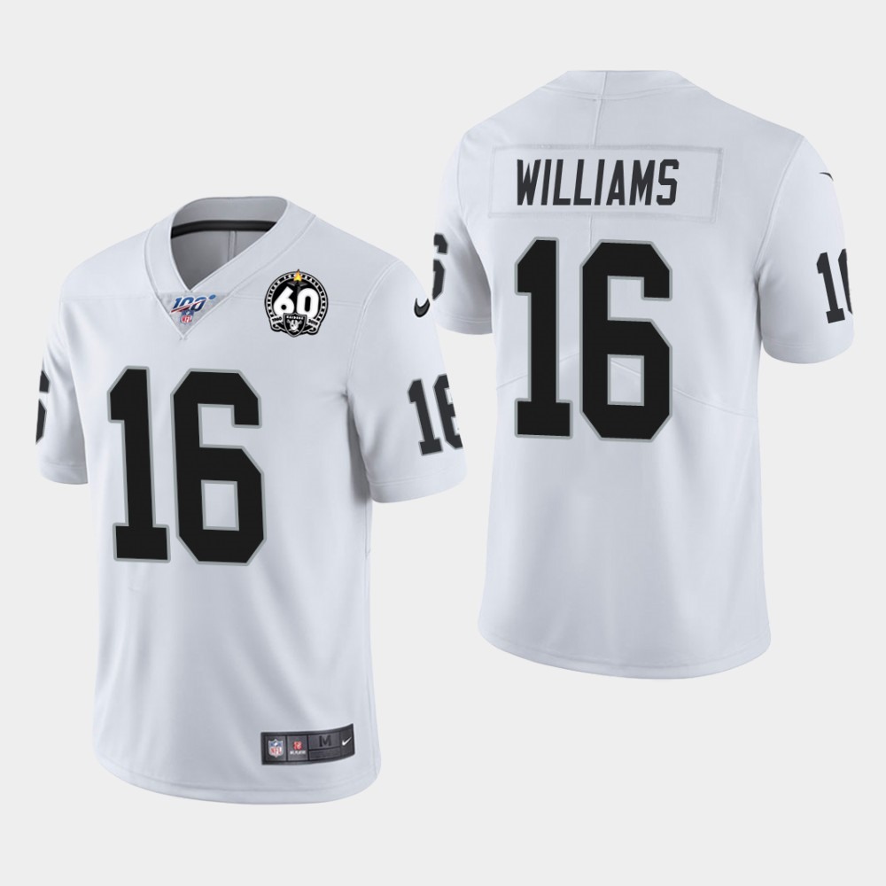 Men's Oakland Raiders #16 Tyrell Williams White 100th Season with 60 Patch Vapor Limited Stitched NFL Jersey