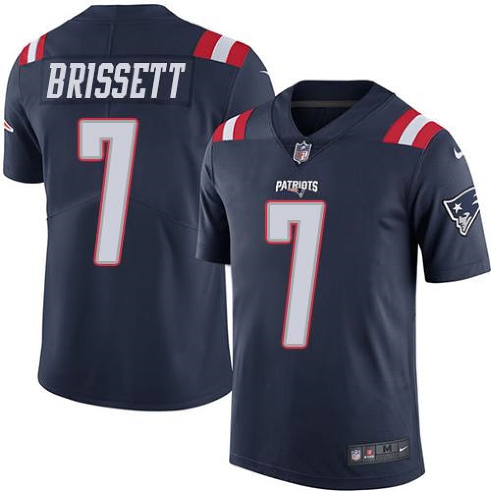 Patriots #7 Jacoby Brissett Navy Blue Men's Stitched NFL Limited Rush Jersey