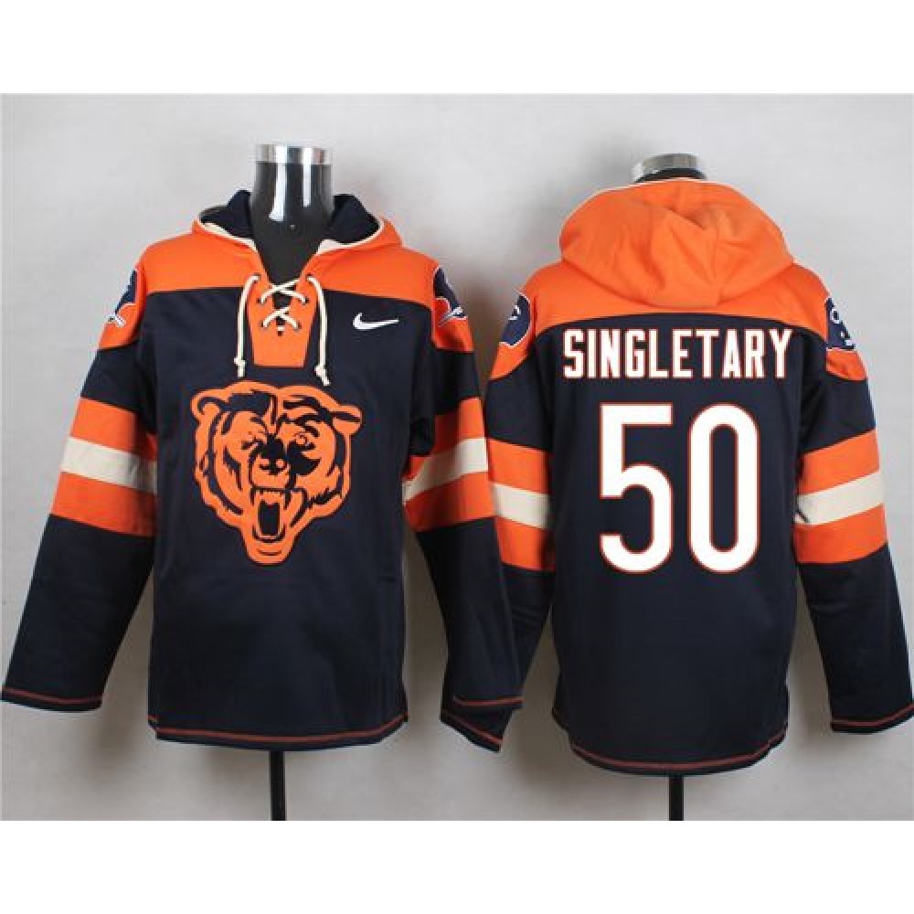 Bears #50 Mike Singletary Navy Blue Player Pullover NFL Hoodie