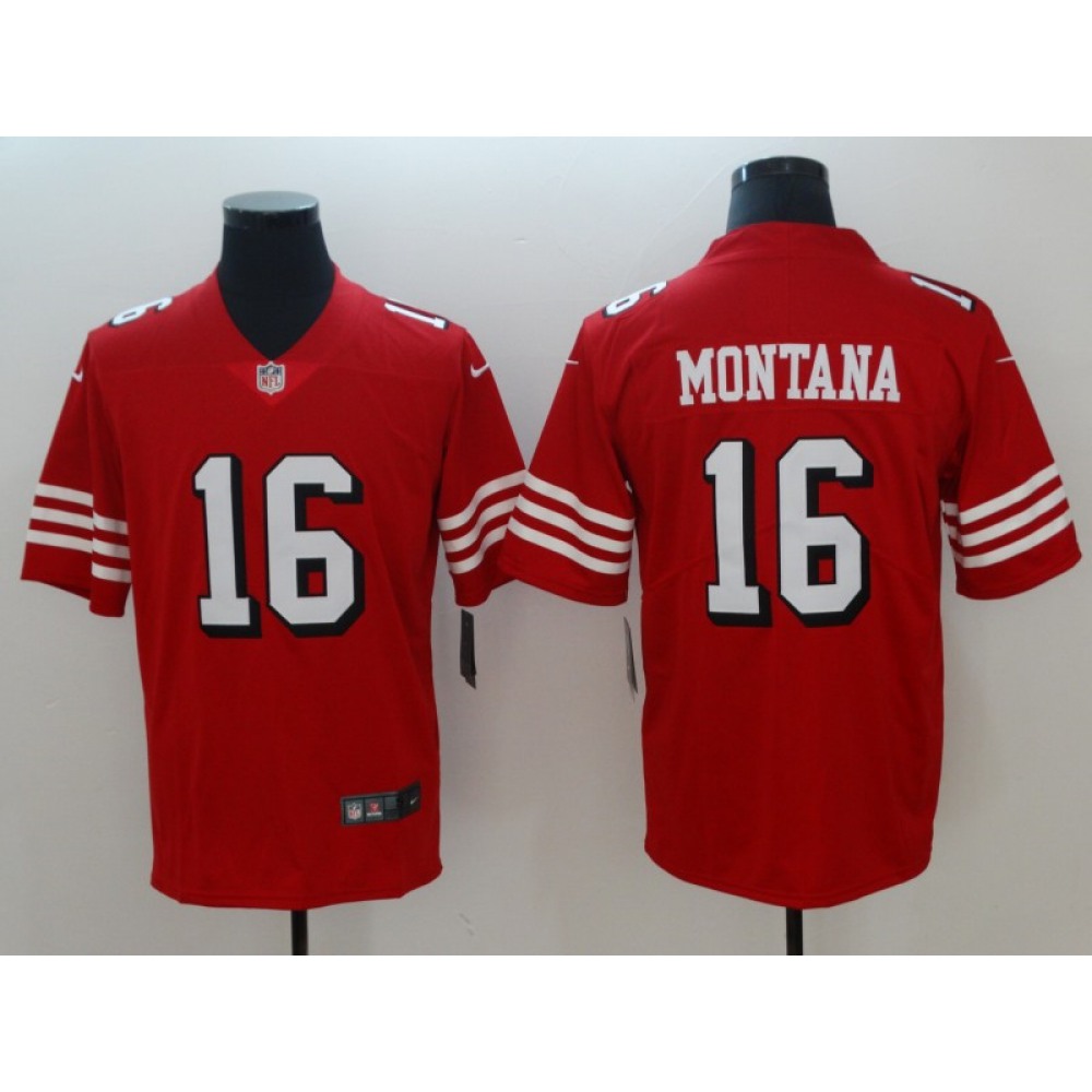Men's NFL San Francisco 49ers #16 Joe Montana Red 2018 Vapor Untouchable Limited Stitched NFL Jersey