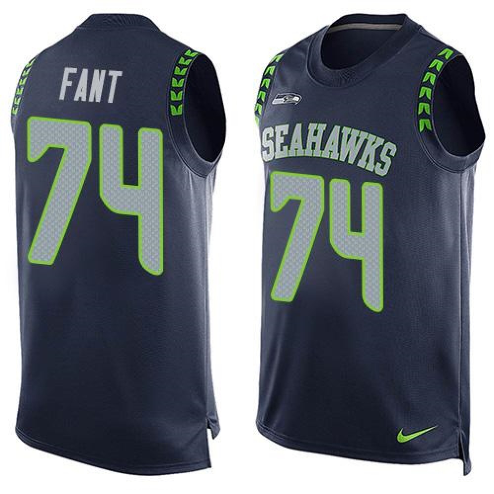 Seahawks #74 George Fant Steel Blue Team Color Men's Stitched NFL Limited Tank Top Jersey