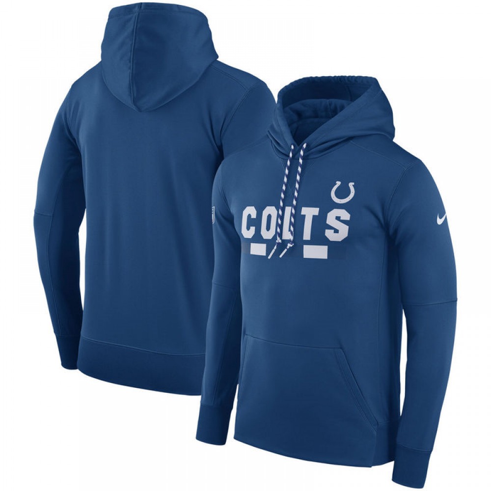 Men's Indianapolis ColtsRoyal Sideline Team Name Performance Pullover Hoodie