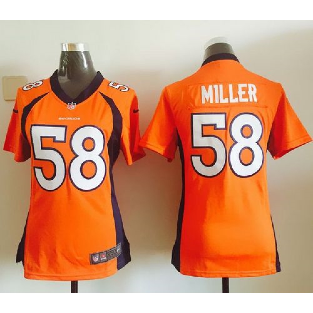 Broncos #58 Von Miller Orange Team Color Women's Stitched NFL Elite Jersey