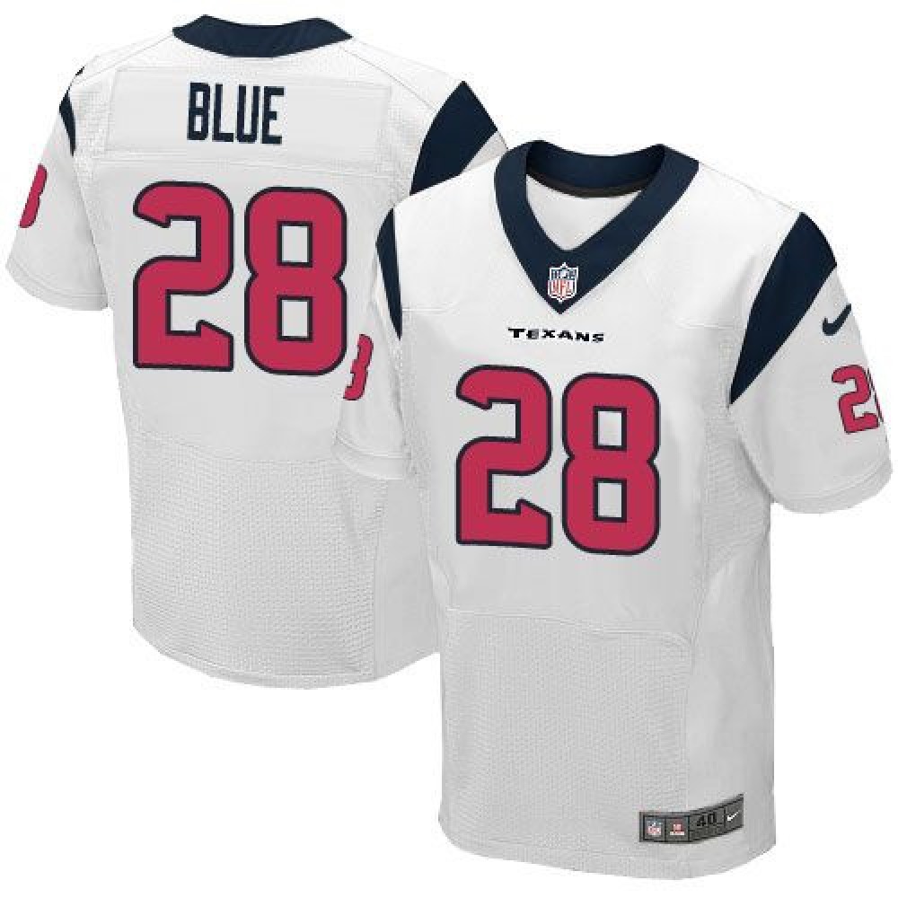 Texans #28 Alfred Blue White Men's Stitched NFL Elite Jersey