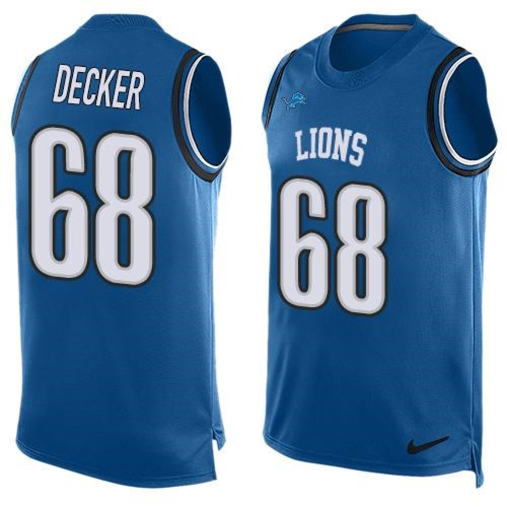 Lions #68 Taylor Decker Blue Team Color Men's Stitched NFL Limited Tank Top Jersey