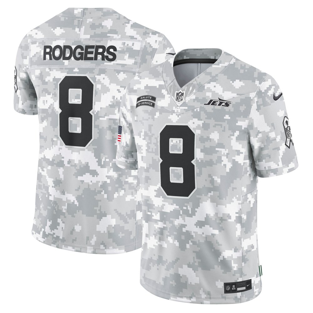 Men's New York Jets Aaron RodgersArctic Camo 2024 Salute to Service Limited Jersey
