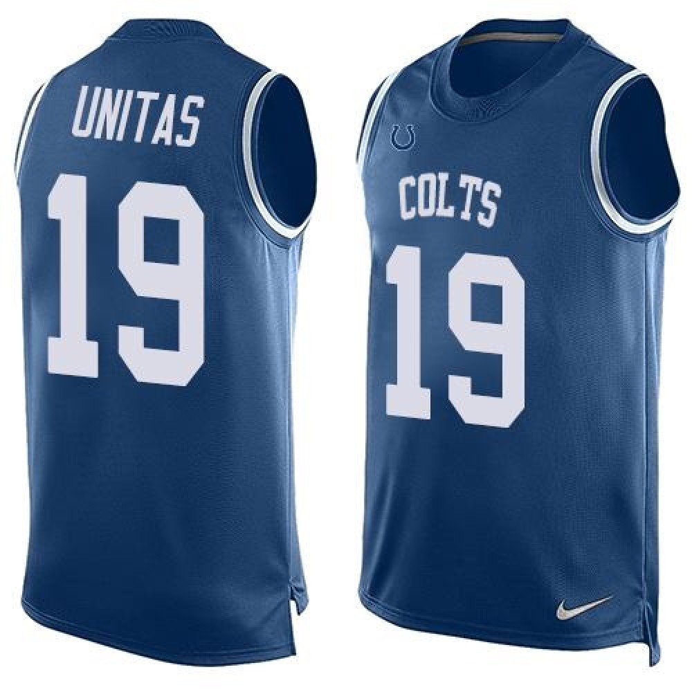 Colts #19 Johnny Unitas Royal Blue Team Color Men's Stitched NFL Limited Tank Top Jersey