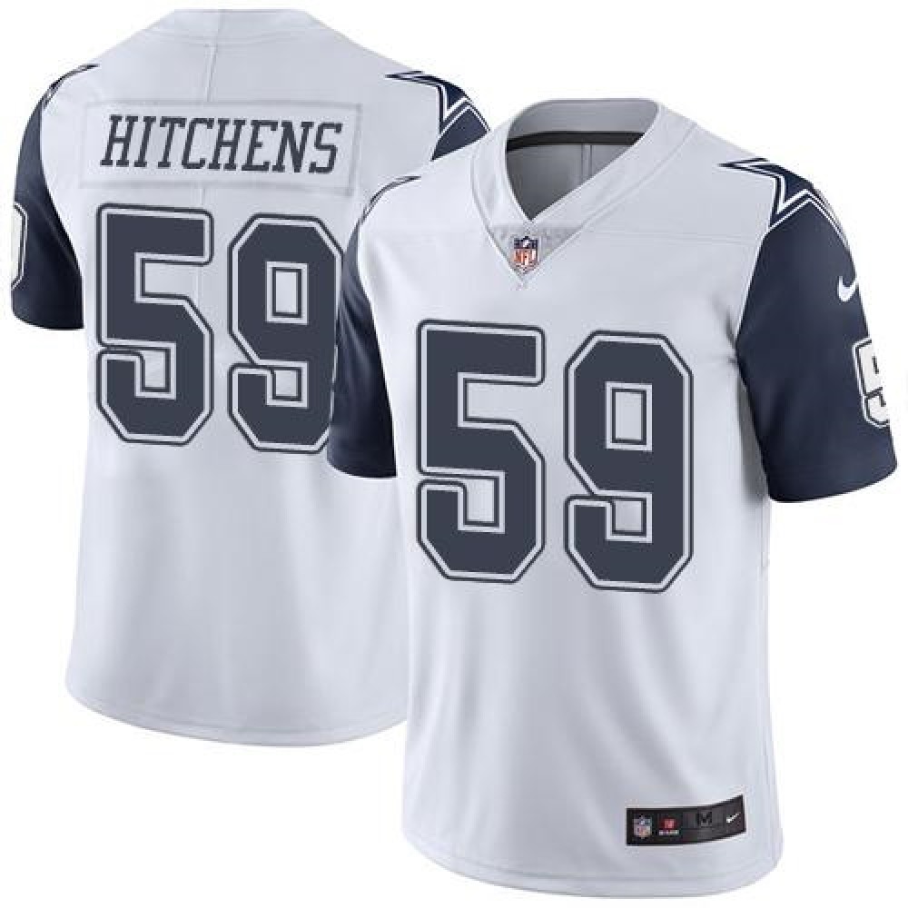 Cowboys #59 Anthony Hitchens White Men's Stitched NFL Limited Rush Jersey