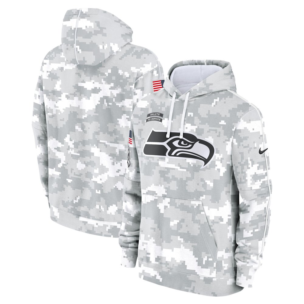 Men's Seattle SeahawksArctic Camo 2024 Salute to Service Club Fleece Pullover Hoodie