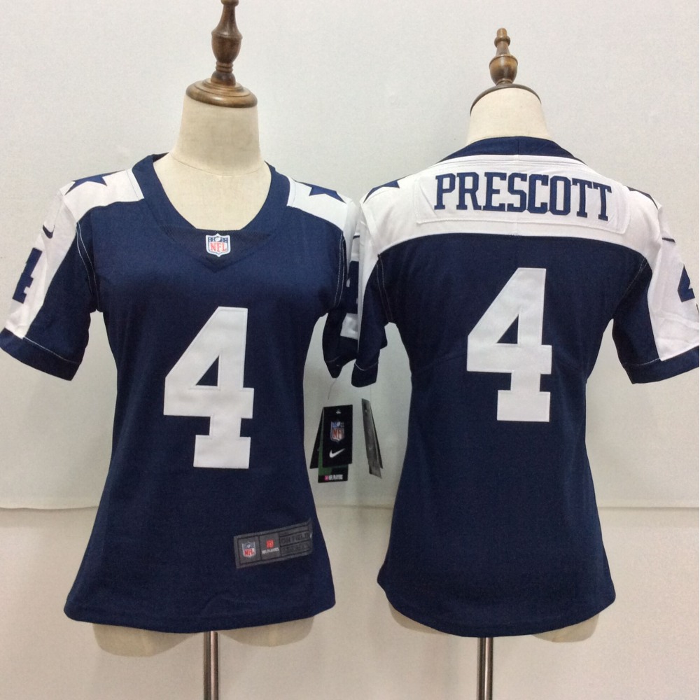Women'sDallas Cowboys #4 Dak Prescott Blue Throwback Vapor Untouchable Player Limited Stitched NFL Jersey