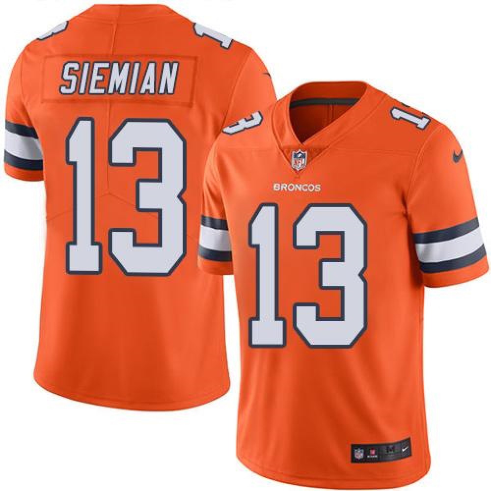 Broncos #13 Trevor Siemian Orange Youth Stitched NFL Limited Rush Jersey