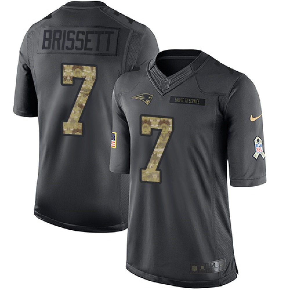 Patriots #7 Jacoby Brissett Black Men's Stitched NFL Limited 2016 Salute To Service Jersey