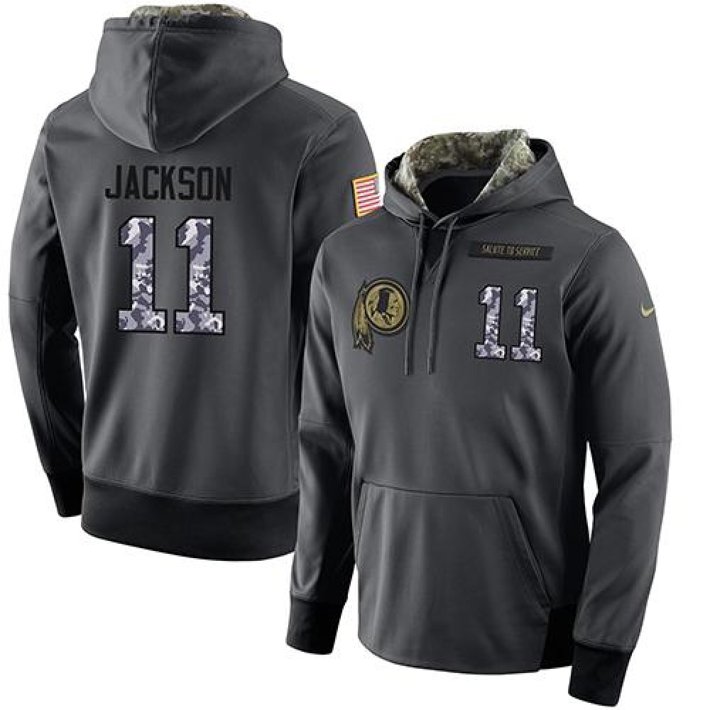 NFL Men'sWashington Redskins #11 DeSean Jackson Stitched Black Anthracite Salute to Service Player Performance Hoodie