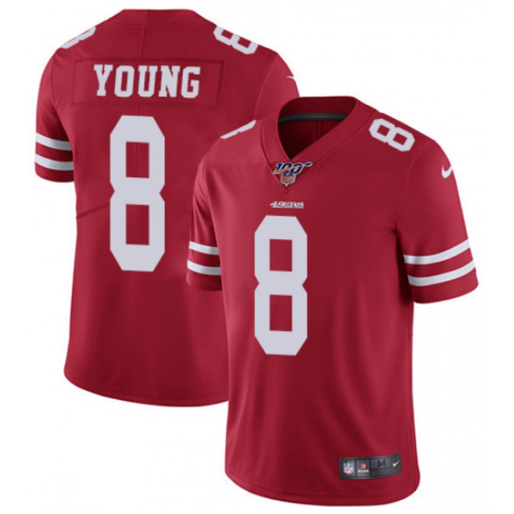 Men's San Francisco 49ers #8 Steve Young Red 2019 100th season Vapor Untouchable Limited Stitched NFL Jersey