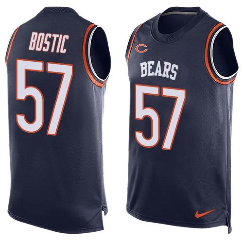 Bears #57 Jon Bostic Navy Blue Team Color Men's Stitched NFL Limited Tank Top Jersey