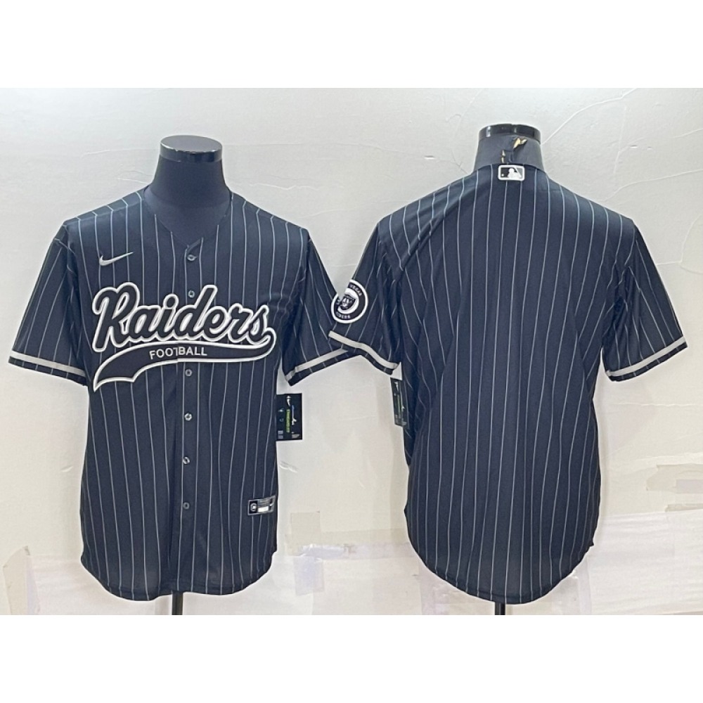 Men's Las Vegas Raiders Blank Black With Patch Cool Base Stitched Baseball Jersey