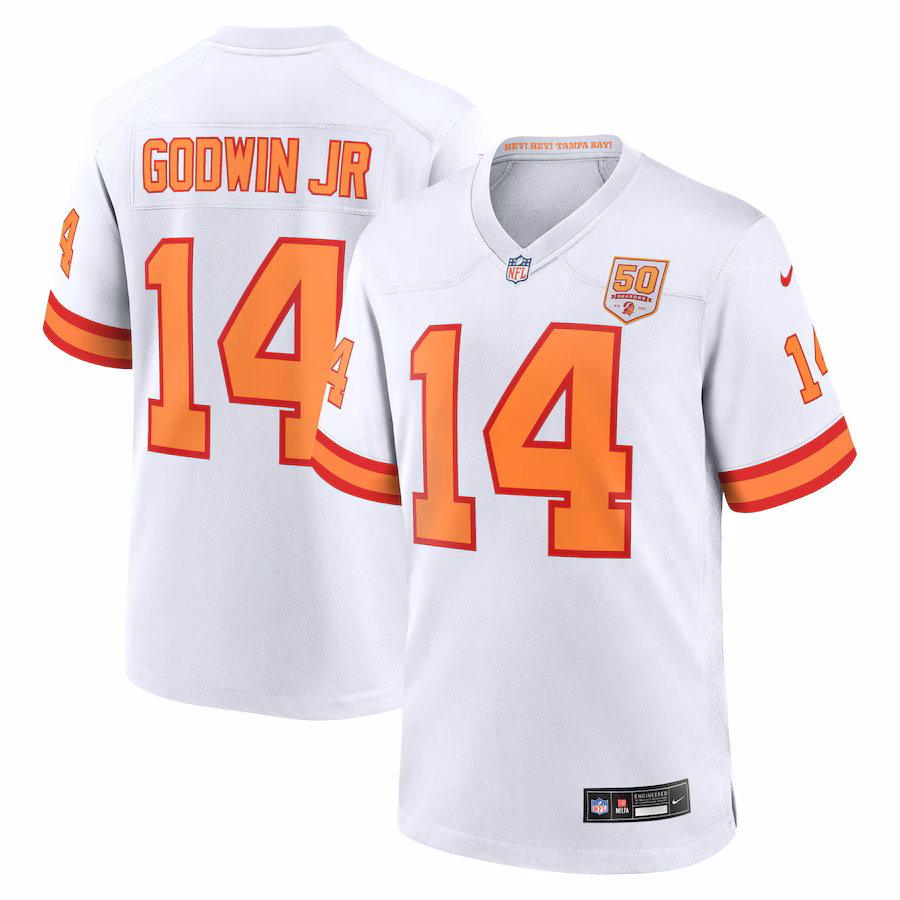 Youth '76 Tampa Bay Buccaneers #14 Chris Godwin Jr. Nike White 50th Season Game Jersey