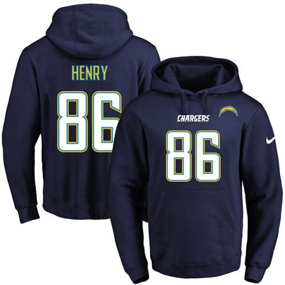 Chargers #86 Hunter Henry Navy Blue Name & Number Pullover NFL Hoodie
