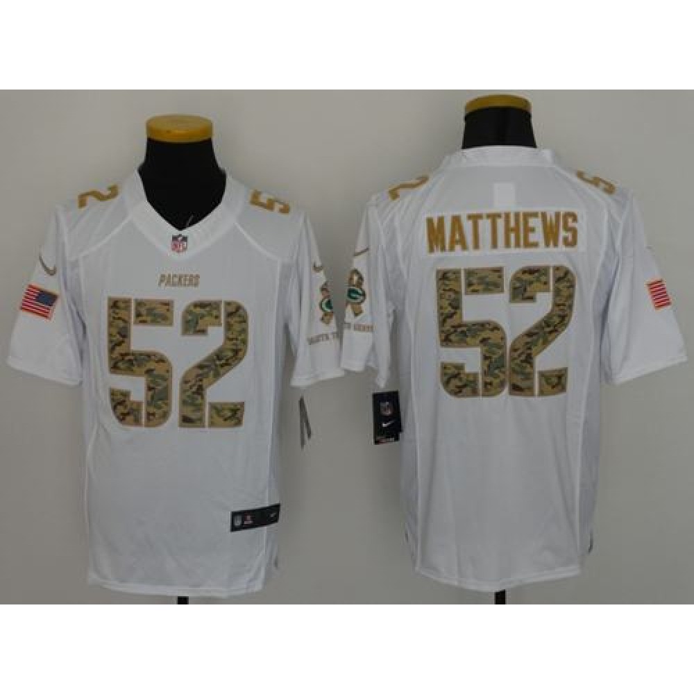 Packers #52 Clay Matthews White Men's Stitched NFL Limited Salute To Service Jersey
