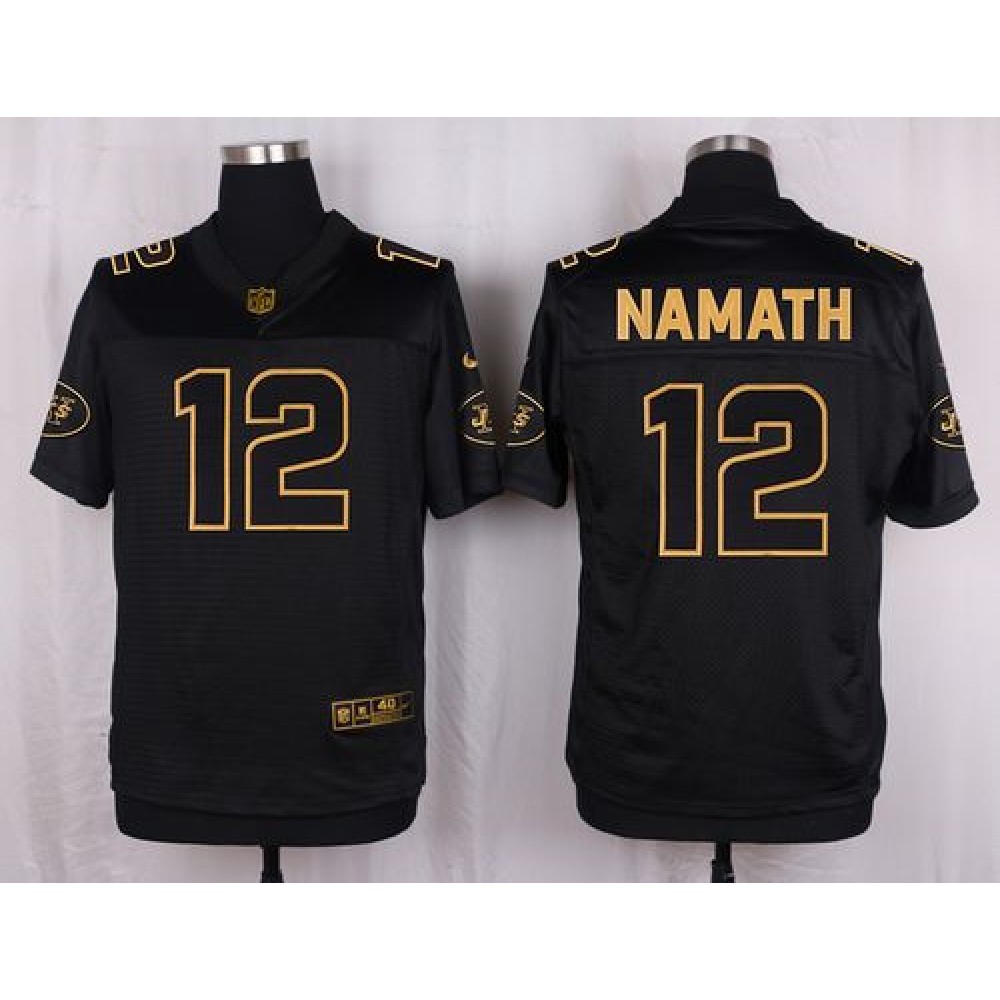 Jets #12 Joe Namath Black Men's Stitched NFL Elite Pro Line Gold Collection Jersey