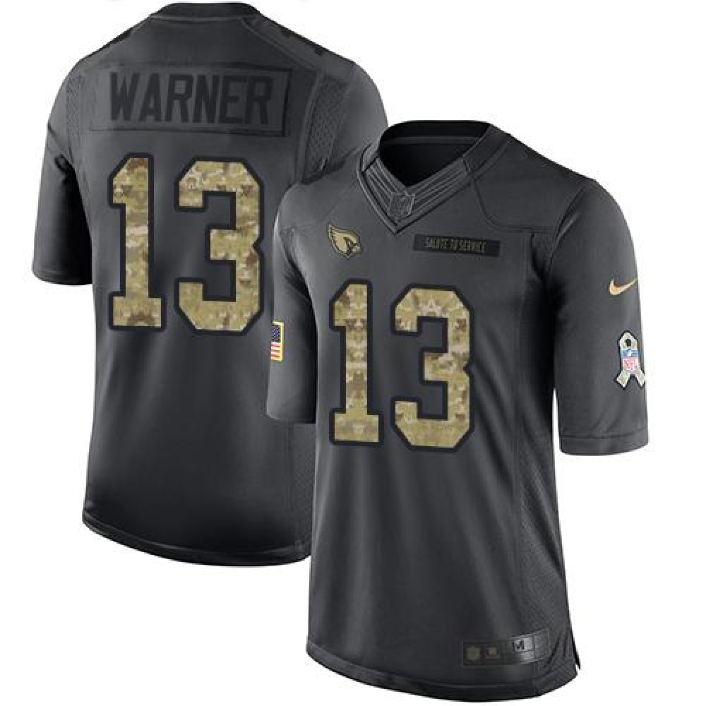 Cardinals #13 Kurt Warner Black Men's Stitched NFL Limited 2016 Salute to Service Jersey