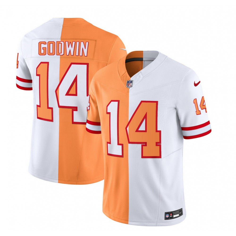 Men's Tampa Bay Buccaneers #14 Chris Godwin 2023 F.U.S.E. White/OrangeSplit Throwback Limited Stitched Jersey