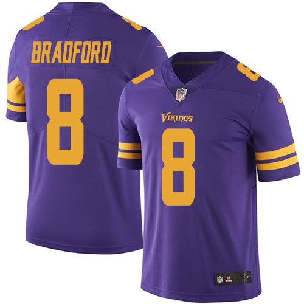 Vikings #8 Sam Bradford Purple Men's Stitched NFL Limited Rush Jersey