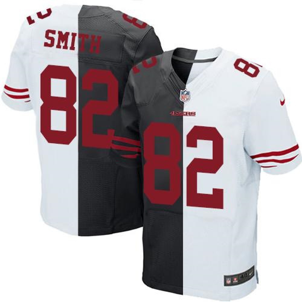 49ers #82 Torrey Smith Black/White Men's Stitched NFL Elite Split Jersey
