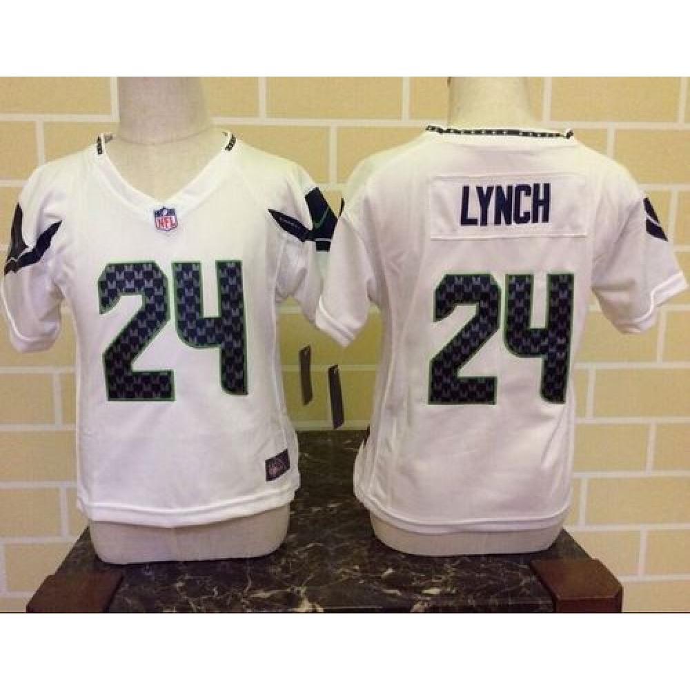 ToddlerSeahawks #24 Marshawn Lynch White Stitched NFL Elite Jersey