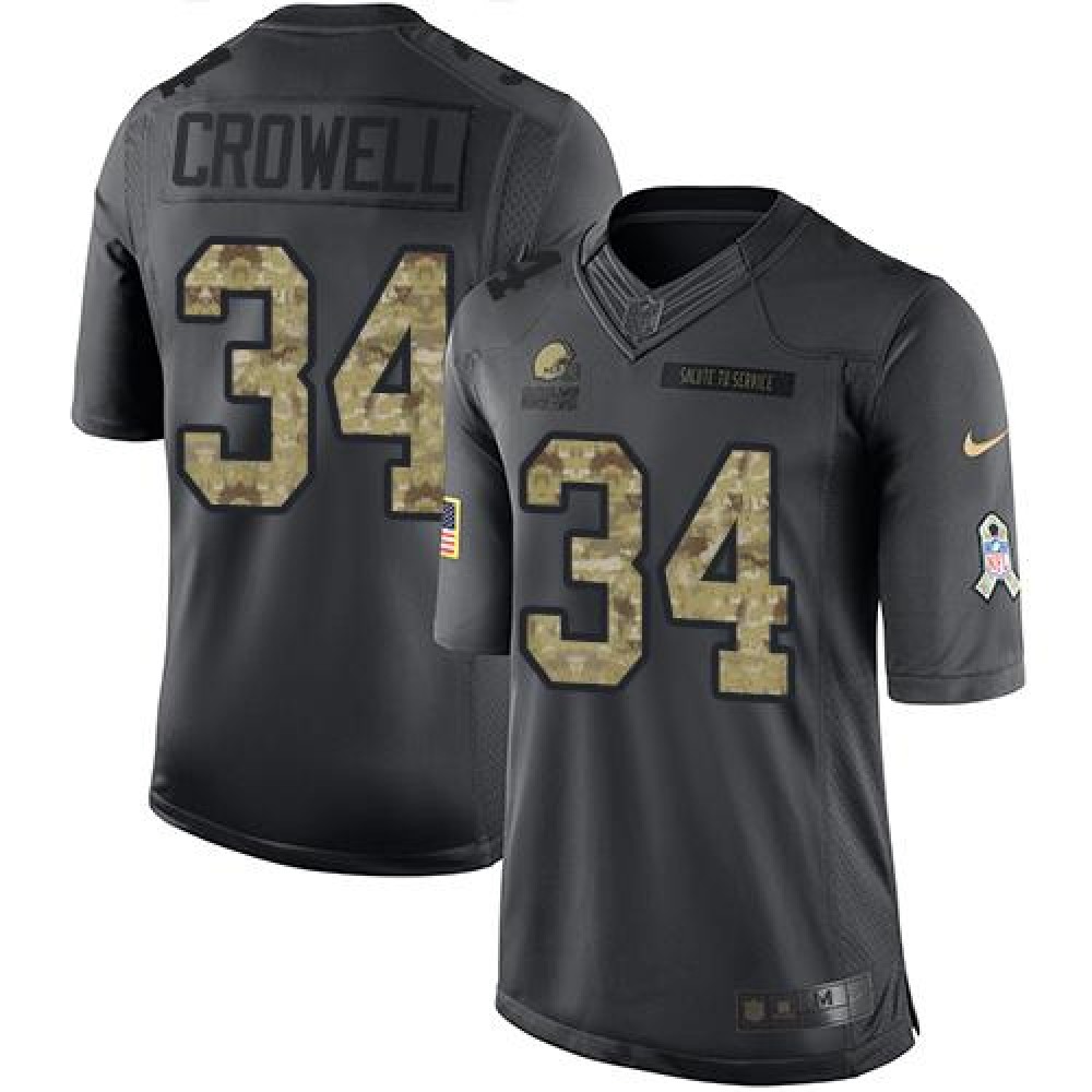 Browns #34 Isaiah Crowell Black Men's Stitched NFL Limited 2016 Salute to Service Jersey
